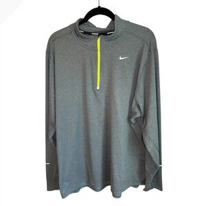 Nike Running Dri Fit Mens Long Sleeve Quarter Zip Pullover Shirt Gray XXL
